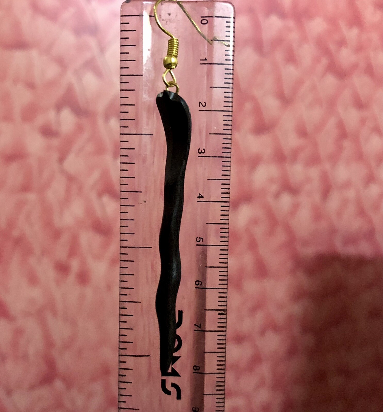 Ebony Wood Long Shoulder Duster Linear Handmade Snake Earrings 85 mm length, D 4