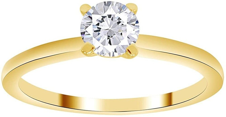 1/4 Ct Diamond Solitaire Ring in 14K Yellow Gold (H-I Color, I3 Clarity)