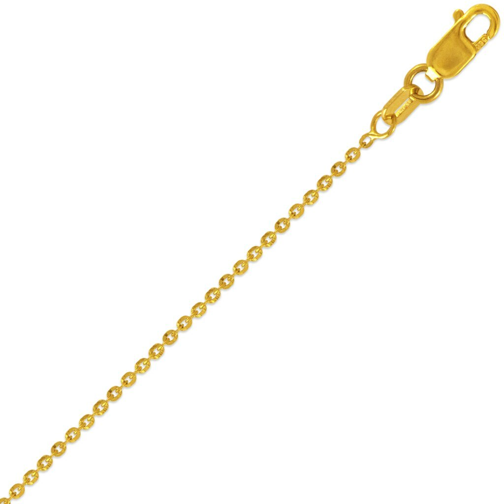 14K Solid Yellow Rose White Gold Italy DC Flat Rolo Chain Necklace 1.2-2.1mm