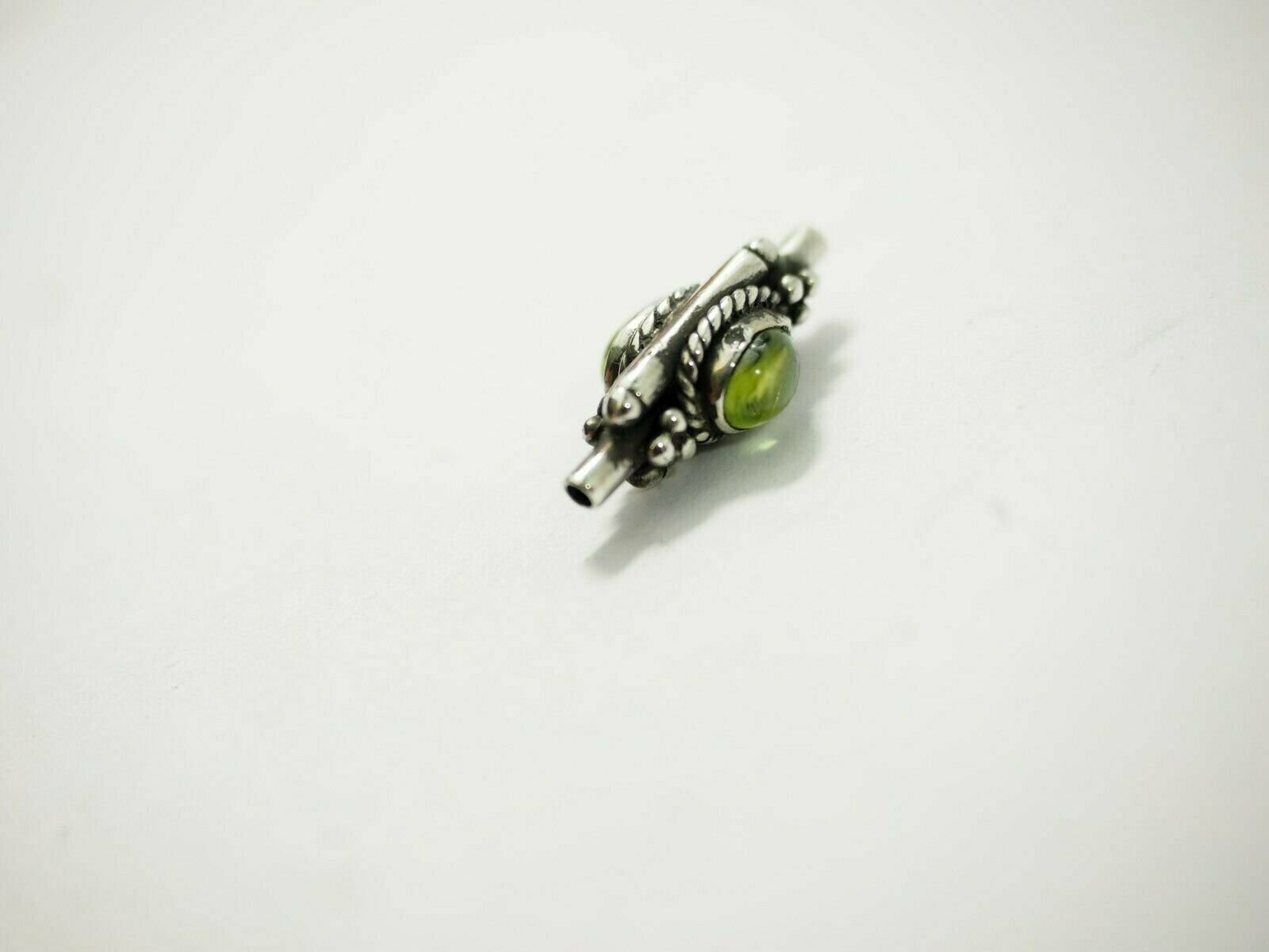 Cute handmade Two Stone Peridot Bali Bead Sterling Silver 18.8mm x 9.2mm