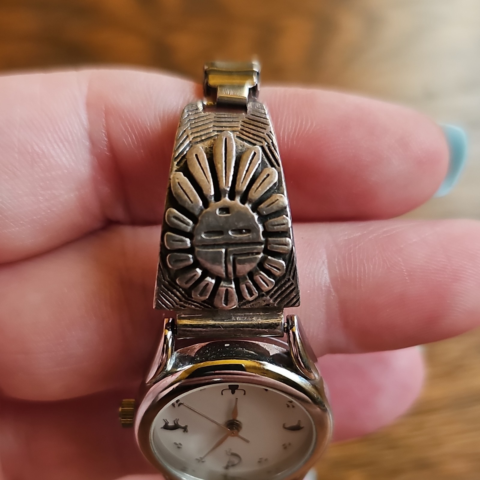 Vintage Sterling Silver Zuni Sunface Watch Tips Southwestern Watch Stainless