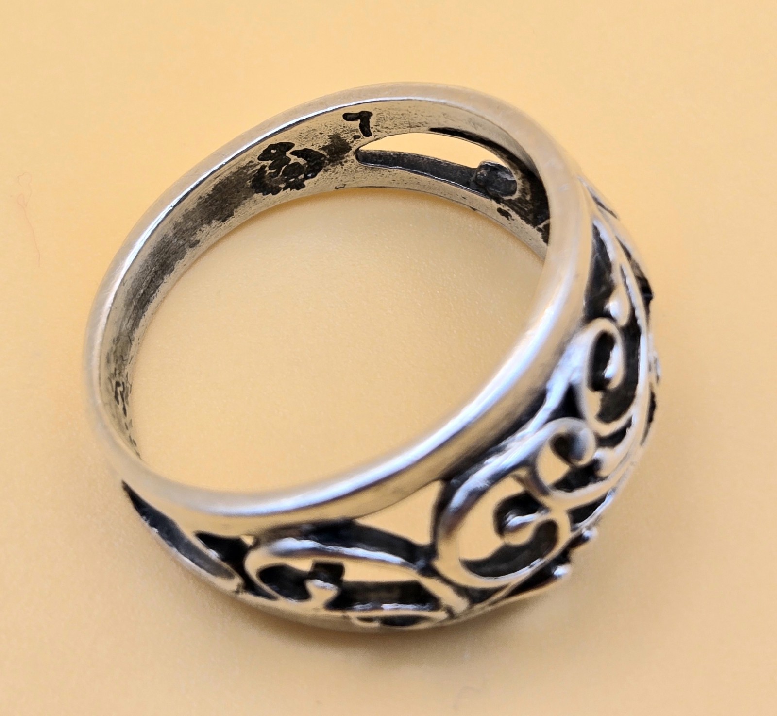 Vintage Sterling Silver Signed Premier Designs Open Filigree Ring Size 7