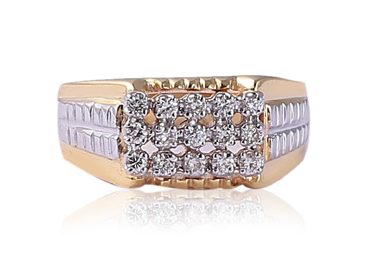 1/2 Cts Round Brilliant Cut Diamonds 15-Stone Men’s Anniversary Ring In 14K Gold