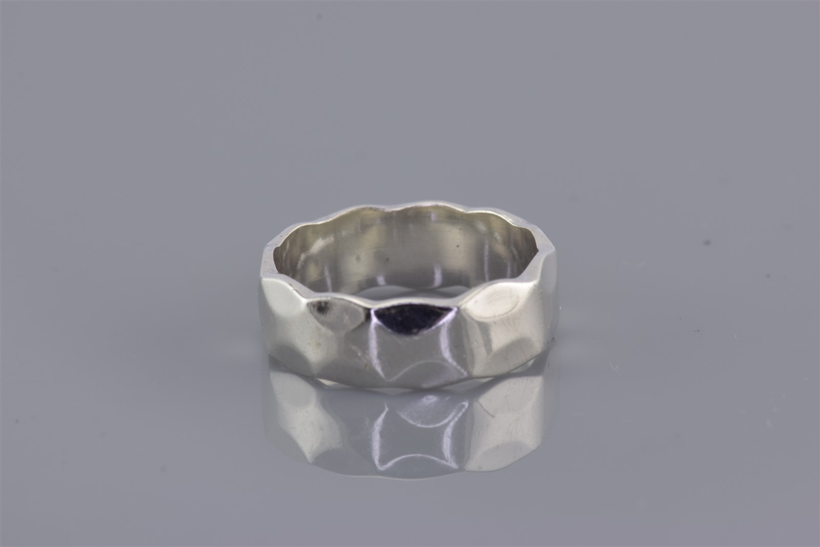 Sterling Silver 6mm Scalloped Angle Textured Band Ring 925 Sz: 6