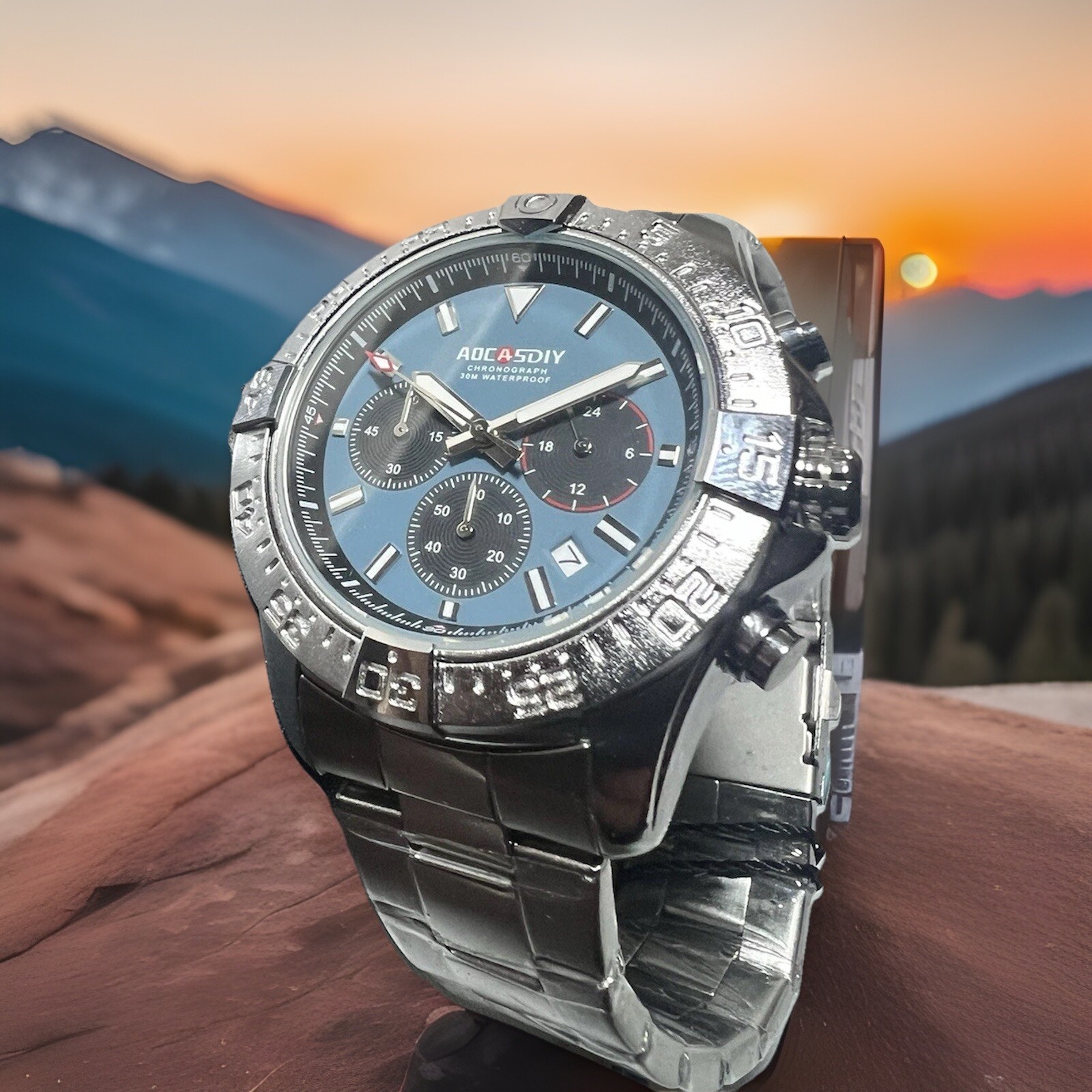 AOCASDIY Chronograph 30M,A6075,date,Super Luminous ,45mm Case, men’s Watch.