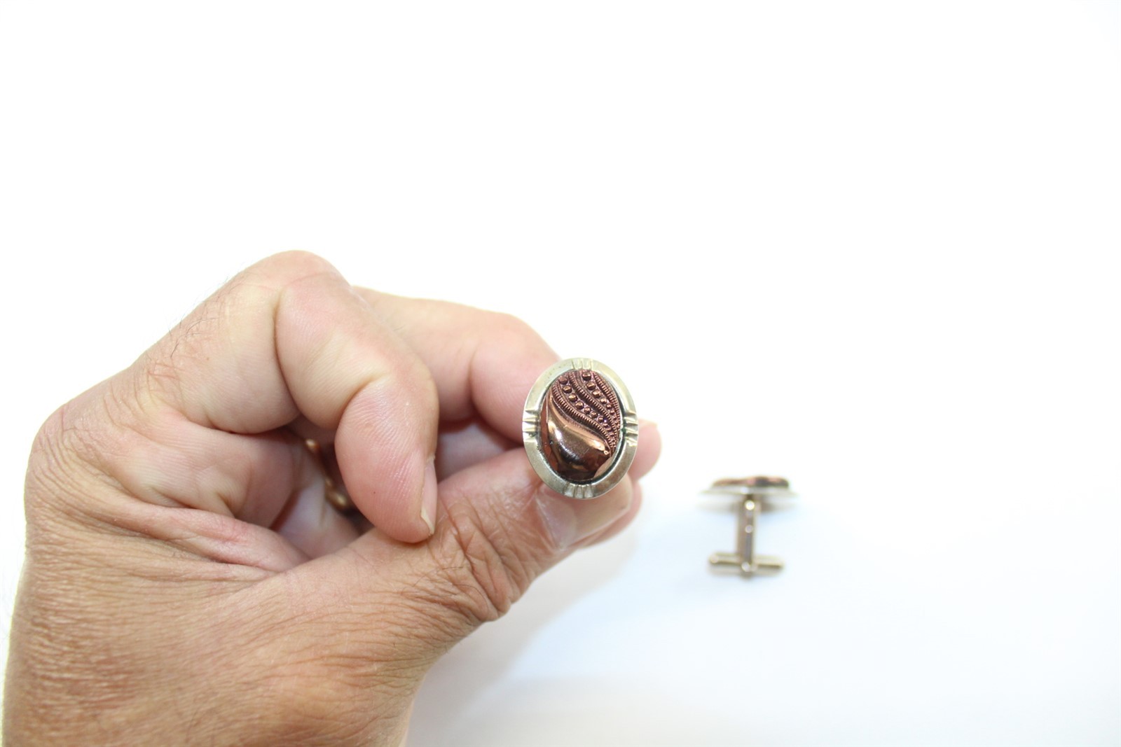 Stainless Steel Cufflink Set Stamped W Vintage