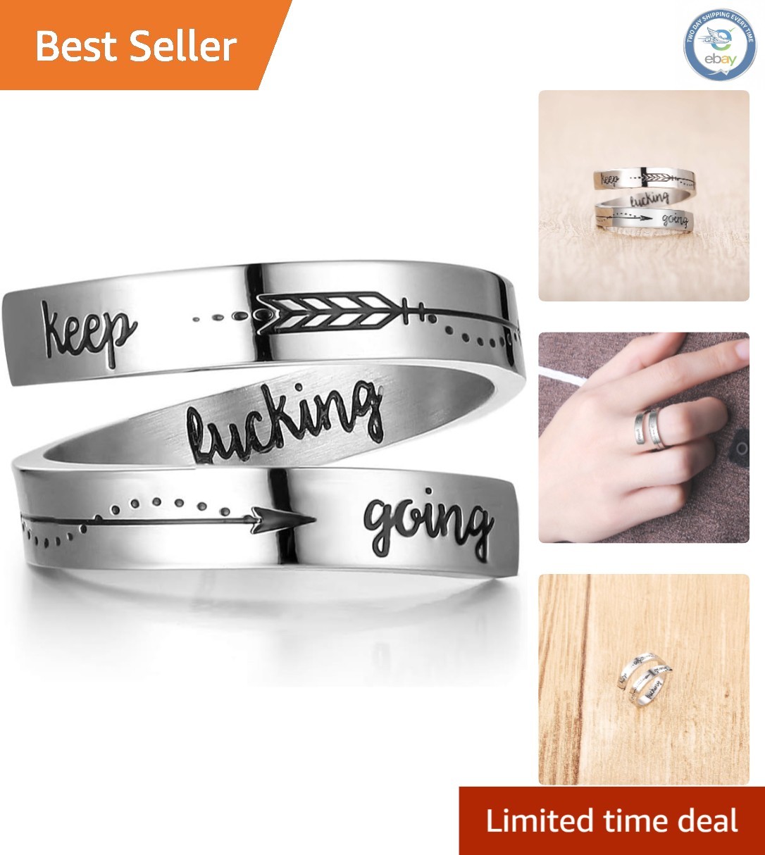 Inspirational Stainless Steel Ring | Adjustable ‘Keep Going’ Gift for All Ages