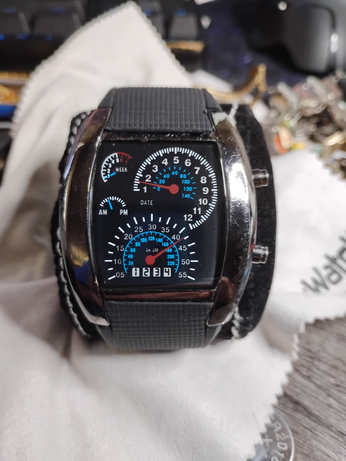 Car Dashboard Speedometer LED Digital Watch – Novelty Tachometer Wristwatch