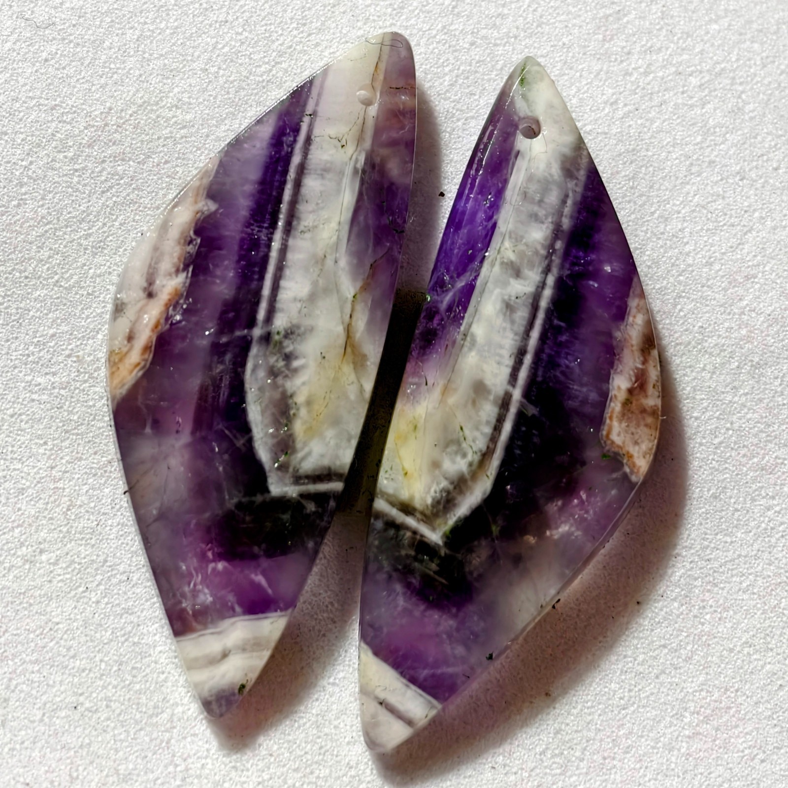 29 Cts Natural Amethyst Drilled Pair Cabochon Gemstone For Earrings 37.4X14.5 MM