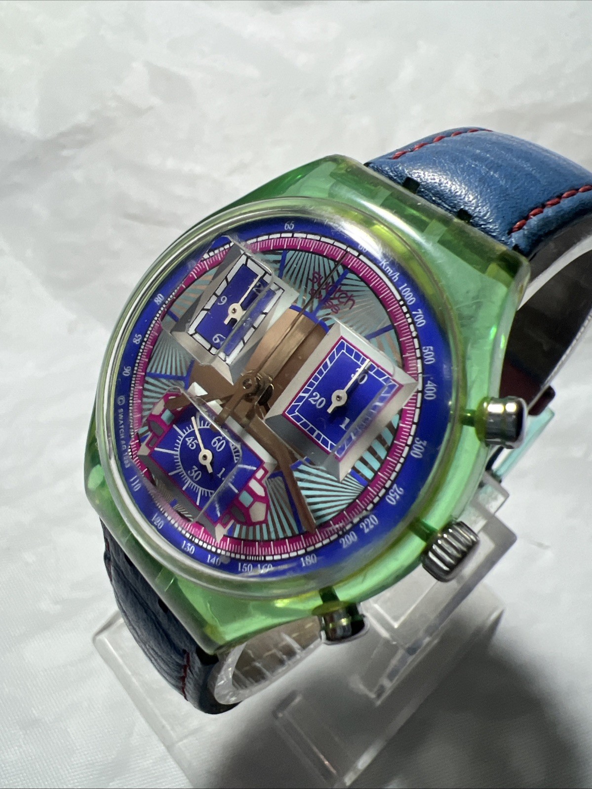 Swatch SWISS Choreograph,(ECHODECO) SCN112,37mm, joyful Purple& Green Dial Motif