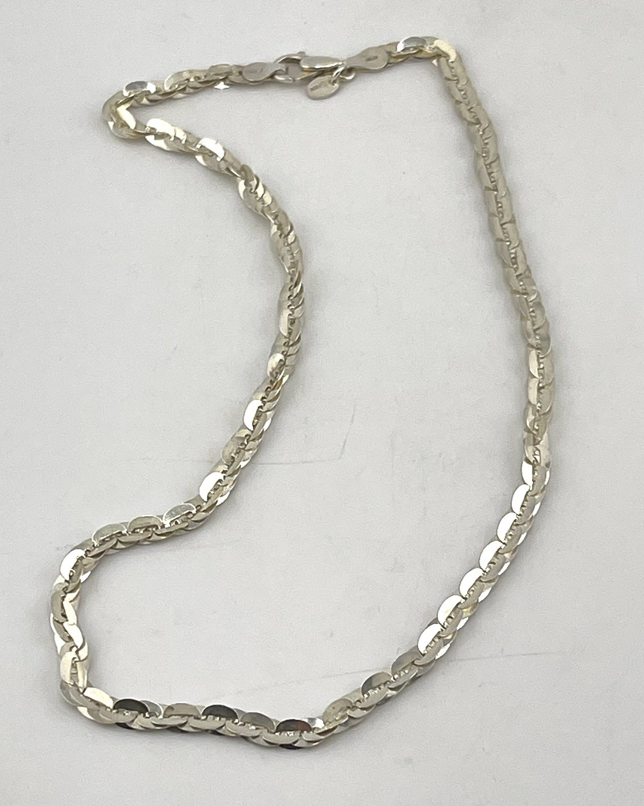 Milor Italy 950 Fine Silver Twisted Mariner Link Necklace 16” VTG Italian Chain
