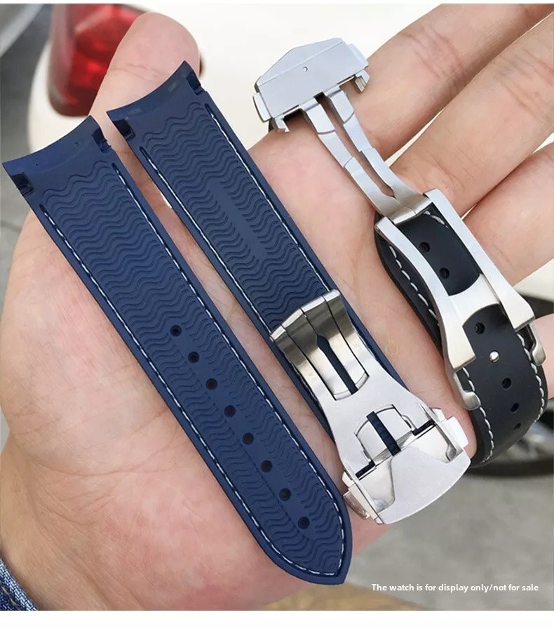 Butterfly Clasp Rubber Watch Band Strap 19 20 21mm Fits Omega New Seamaster 300
