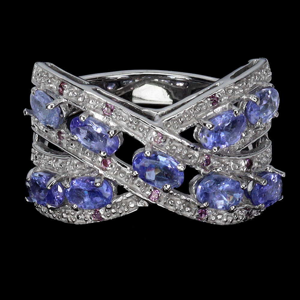 925 Sterling Silver Ring Oval Tanzanite Garnet Natural Gemstone Jewelry Size 9