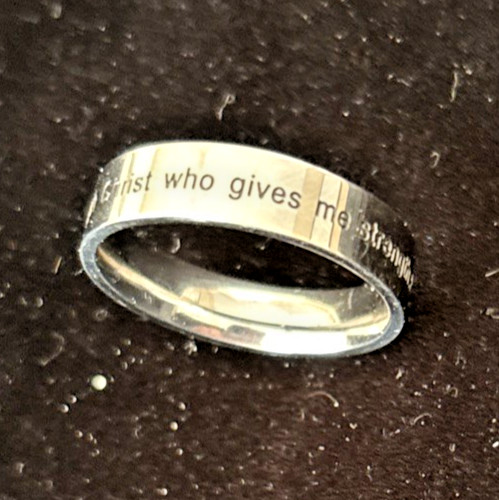 Stainless Steel Scripture Ring Phil. 4:13 I can do all things Size 13.25 6mm