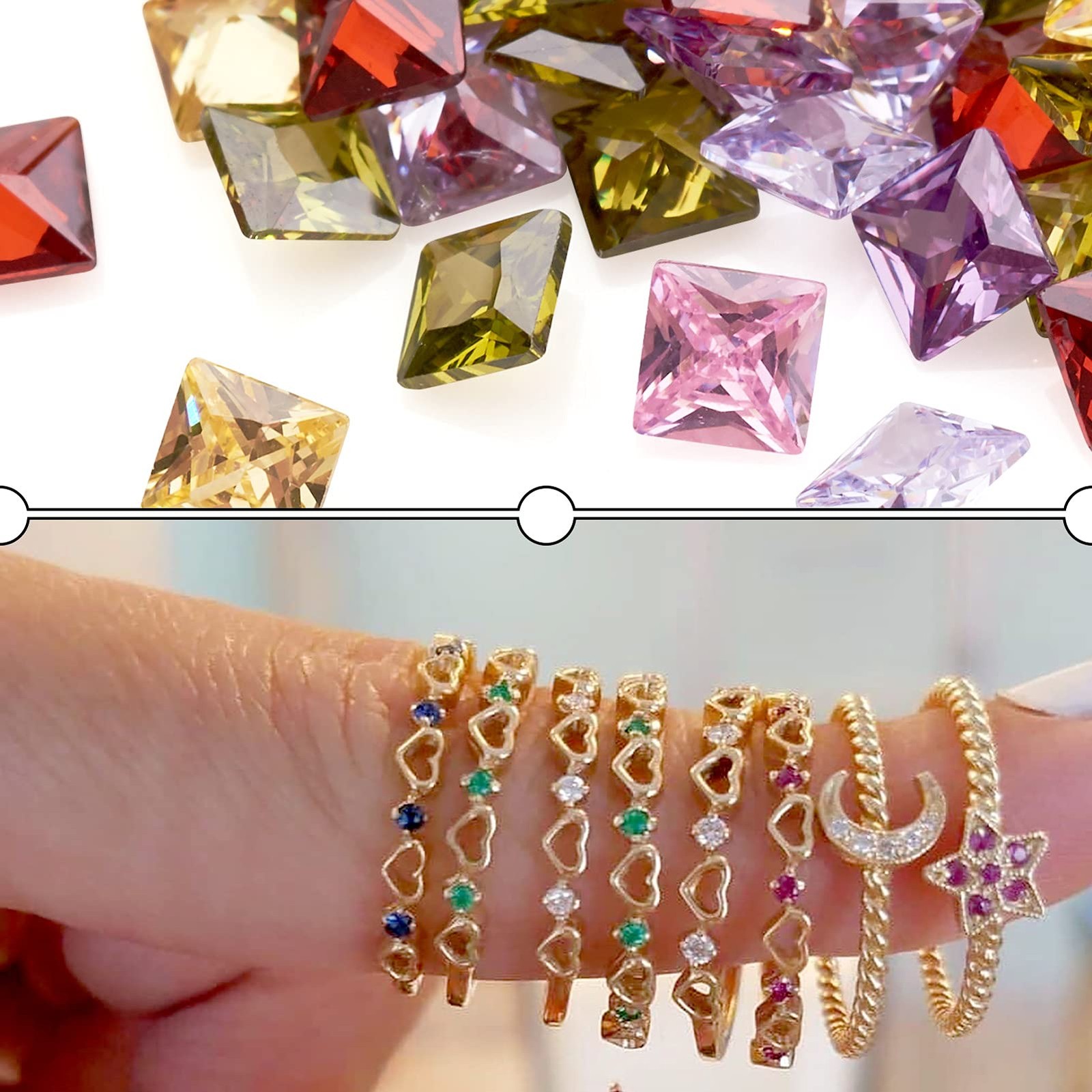 50Pcs Mixed Colors Cubic Zirconia Faceted Rhinestone Cabochons 3X3Mm Mini Flat B