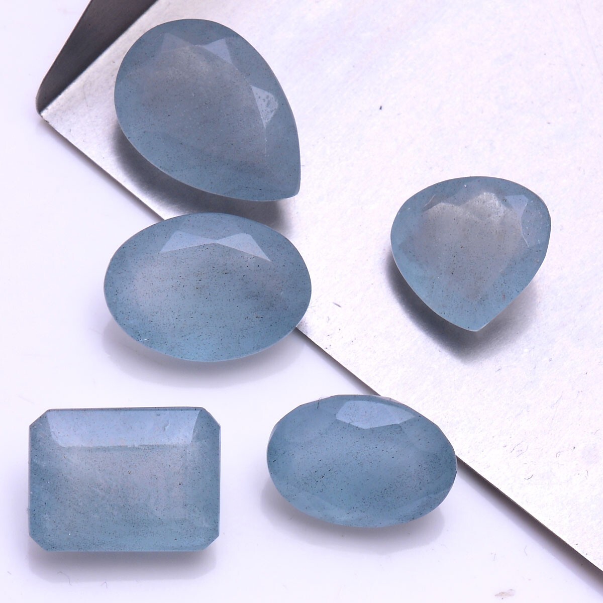 5 Pcs Natural Aquamarine Top Quality Faceted Cut 11mm-16mm Loose Gemstones Lot