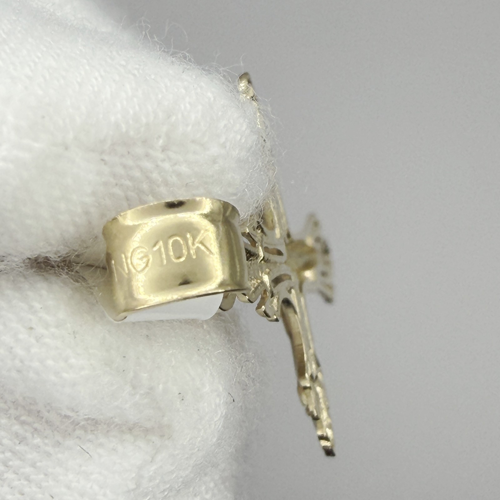 10k Yellow Gold Crucifix Cross Religious Charm Pendant Jewelry Gift For Him Her