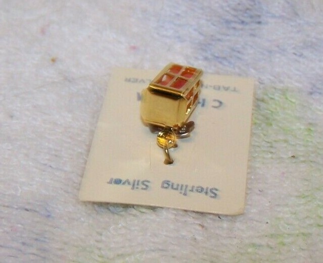 Sterling Silver Charm Vintage Florida Oranges Crate Nickle Tab