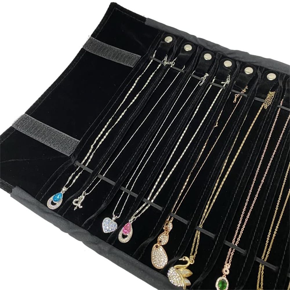 Tangle-Free Travel Jewelry Organizer Case, 16 Slots, Compact Velvet Storage Bag