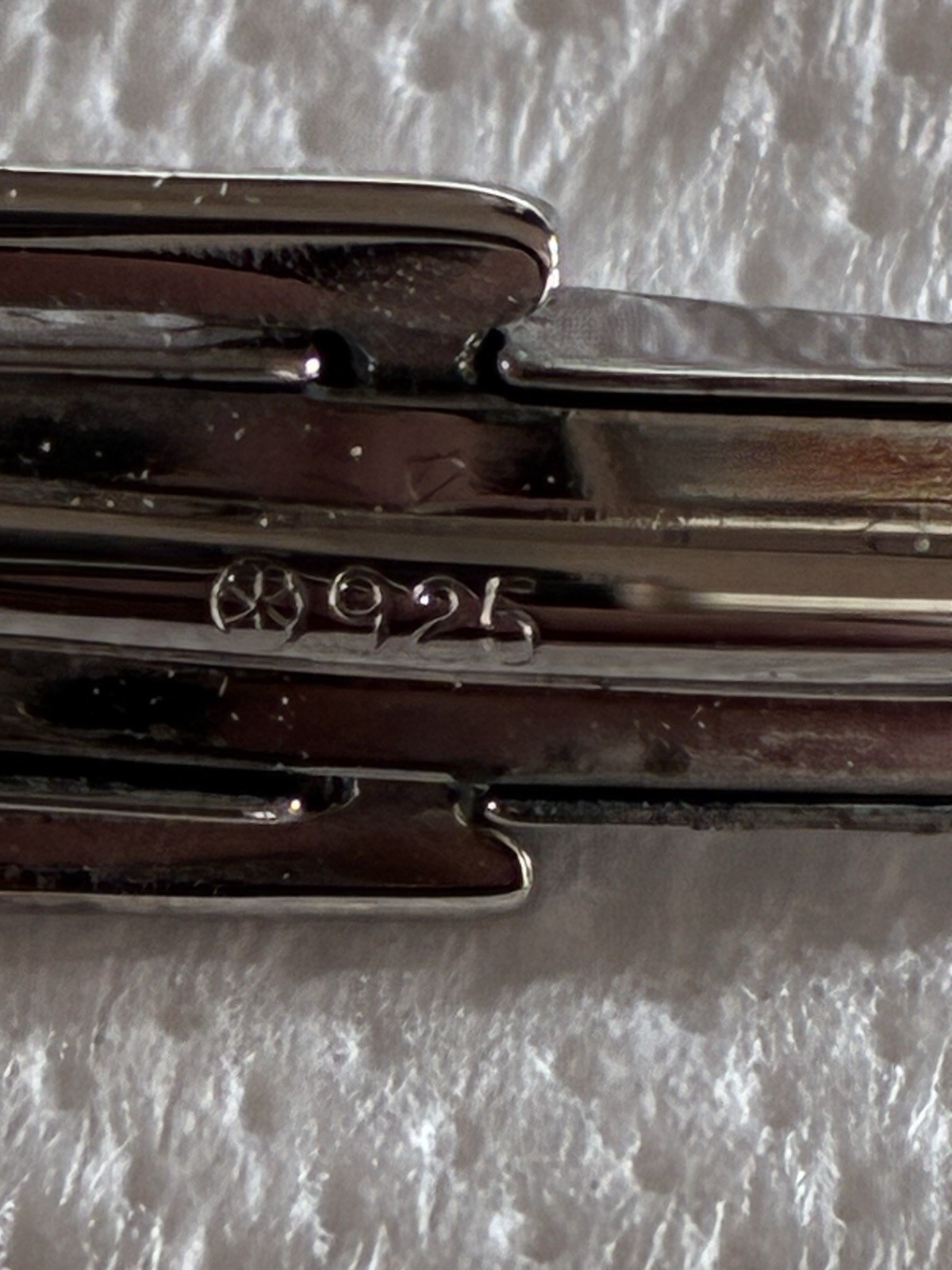 Vintage 925 Sterling Silver Cufflinks Pentagon Motif 10 Grams in Case Hallmarked