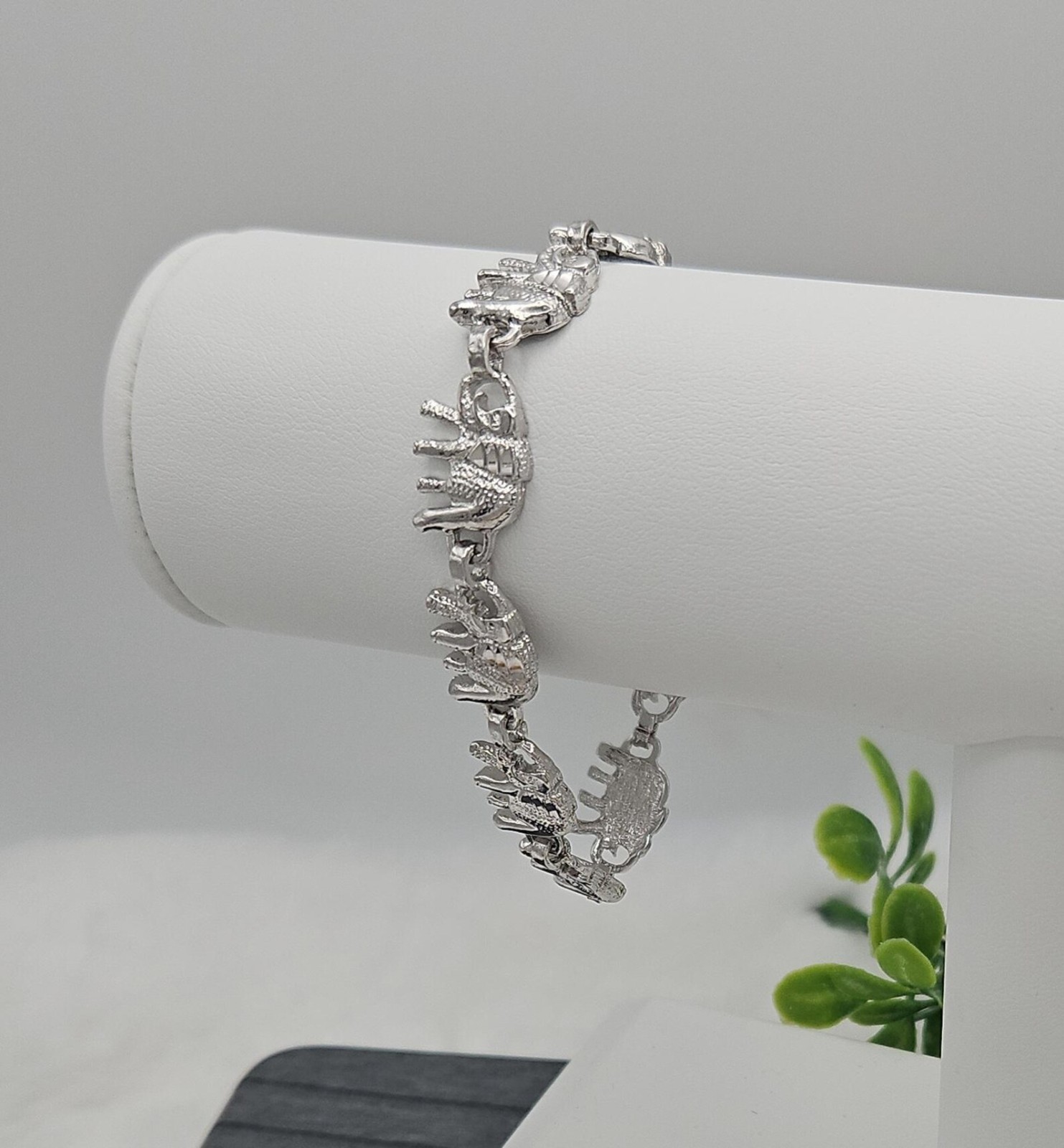 Silver Elephant Bracelet: Known For Good Luck, 9mm in Width, Rhodium Plated