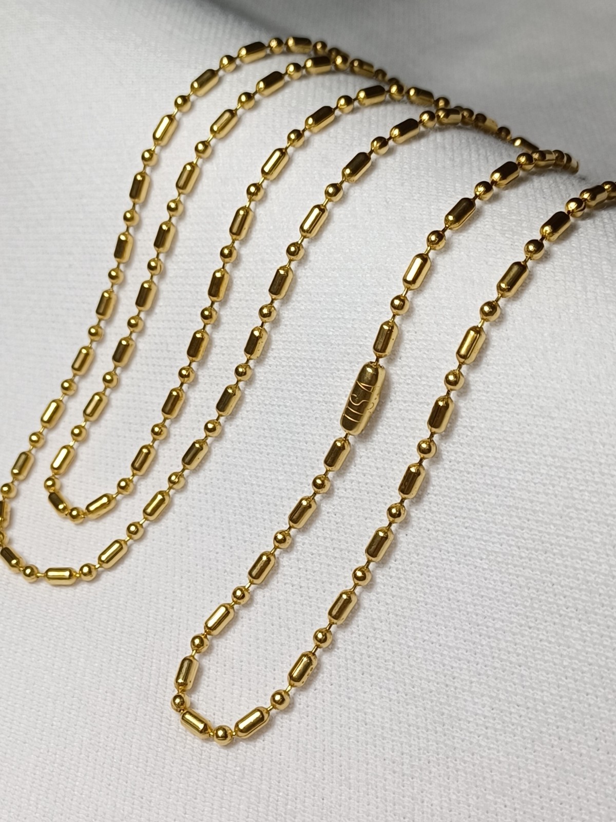 30″ Premium Brass Dog Tag Chain 2.4mm Oval & Ball Bead Chain Necklace