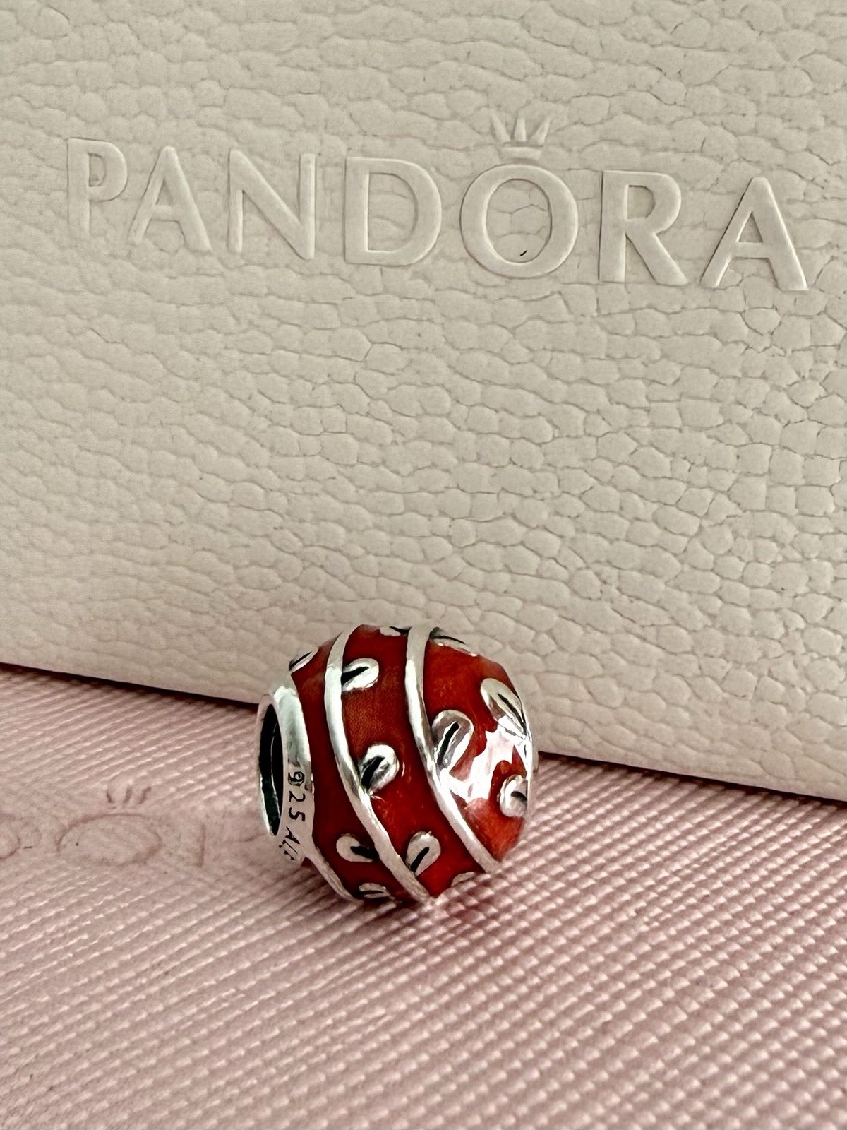 PANDORA STERLING SILVER RED VINES ENAMEL CHARM #790525EN17 AUTHENTIC RETIRED
