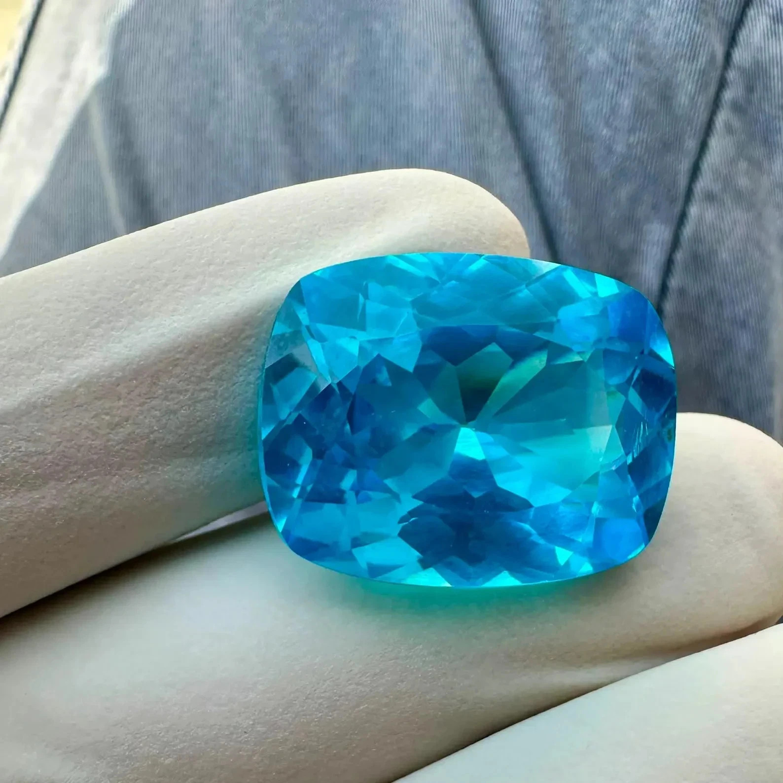 Natural Certified Neon Blue Paraiba Tourmaline 42.66 Ct Cushion Cut Loose Gems A