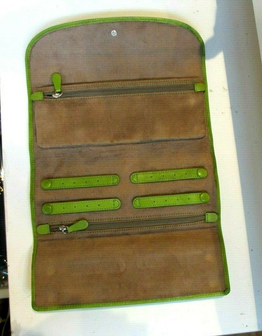 Leather Jewelry Travel Roll 9″ Secure Expandable Handcrafted USA Graphic Image