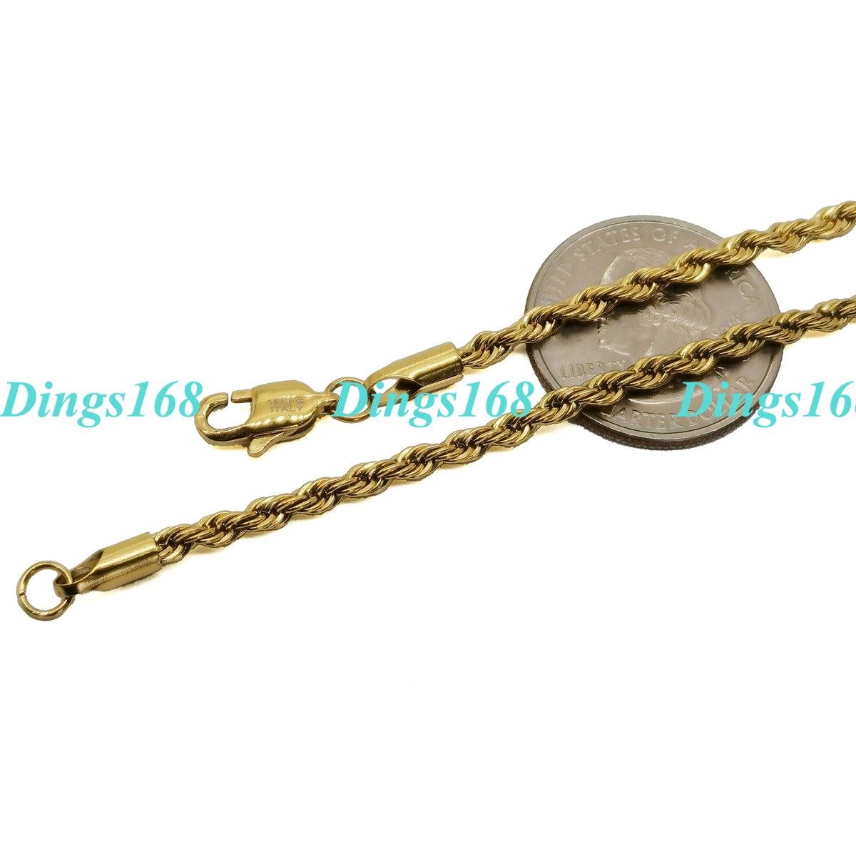Real 18K Yellow Gold Filled Hypo-allergenic 22inch 4mm Wide Rope Chain Necklace