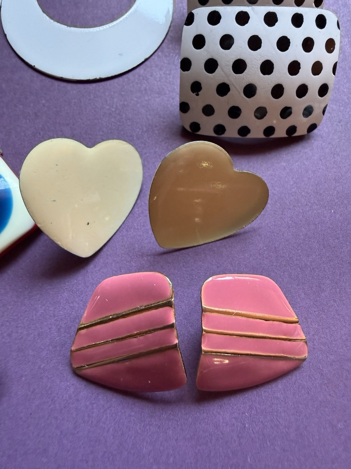 11 Pairs Vtg 80s 90s Lucite Plastic Enameled CHUNKY BOLD Assortment EARRINGS