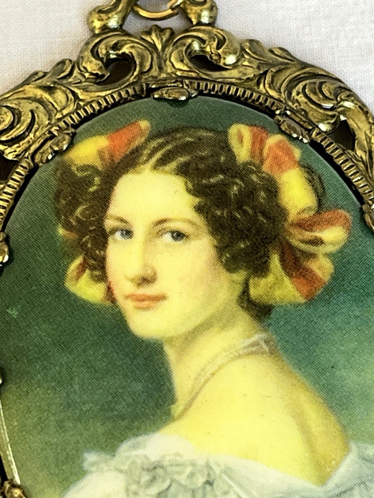 Vintage West Germany Porcelain Woman Necklace Pendant and Earrings Bridgerton St