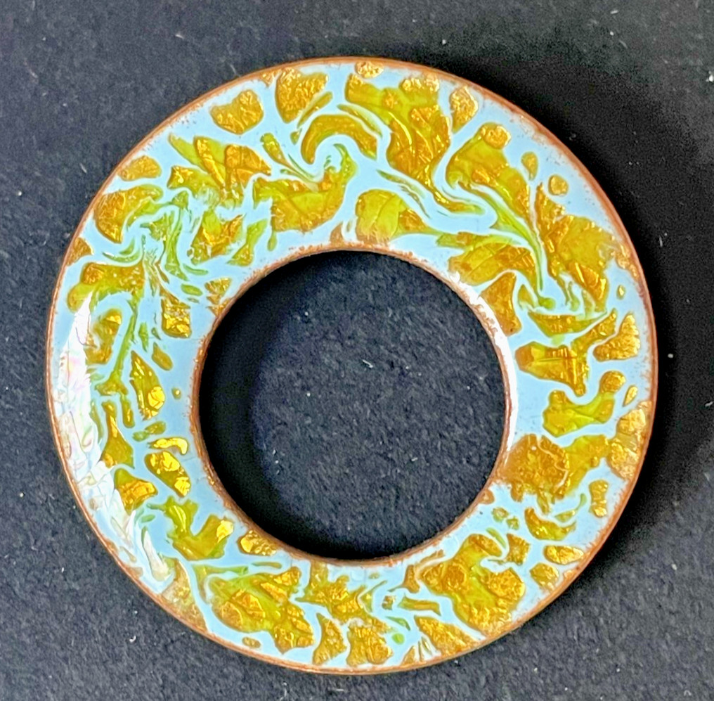 Vintage HEB Canada Enamel Copper Brooch Pair Abstract Mid-Century Modern