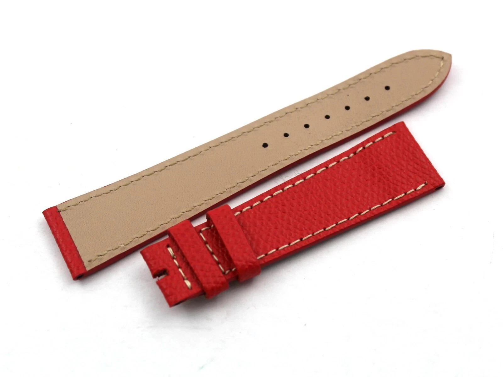 Genuine Red Leather Watch Strap Various Sizes Flat Pin Buckle New
