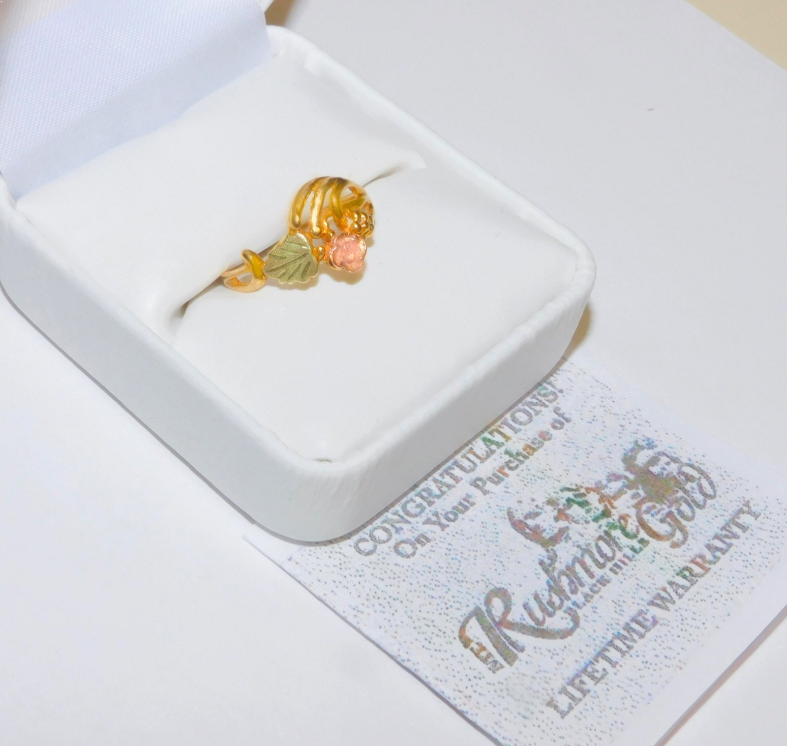 Black Hills Gold 10k Rose Leaf Ring Size 7