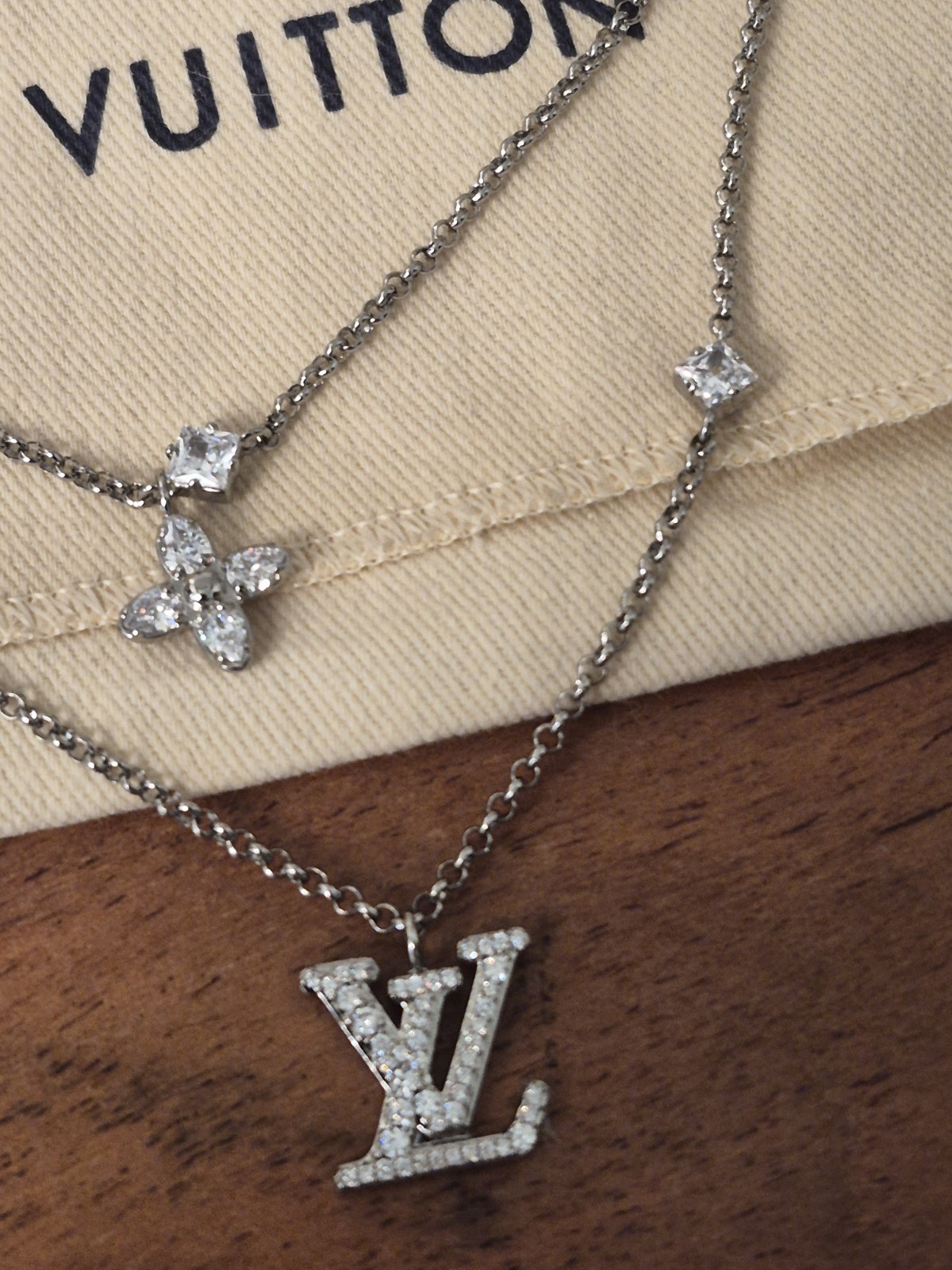 LOUIS VUITTON Necklace Lady LV GP Double Chain COA INCLUDED Box/Dustbag INCLUDED