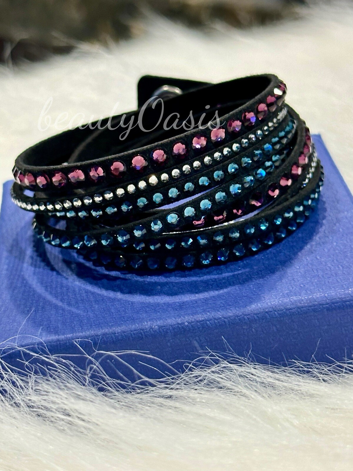 Swarovski Deluxe Slake Crystal Leather Wrap Bracelet, Choose Color (cc-104)