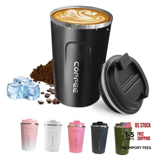 Travel coffee mugs leak-proof, reusable coffee cups with 12 Ounces 2nd-Black
