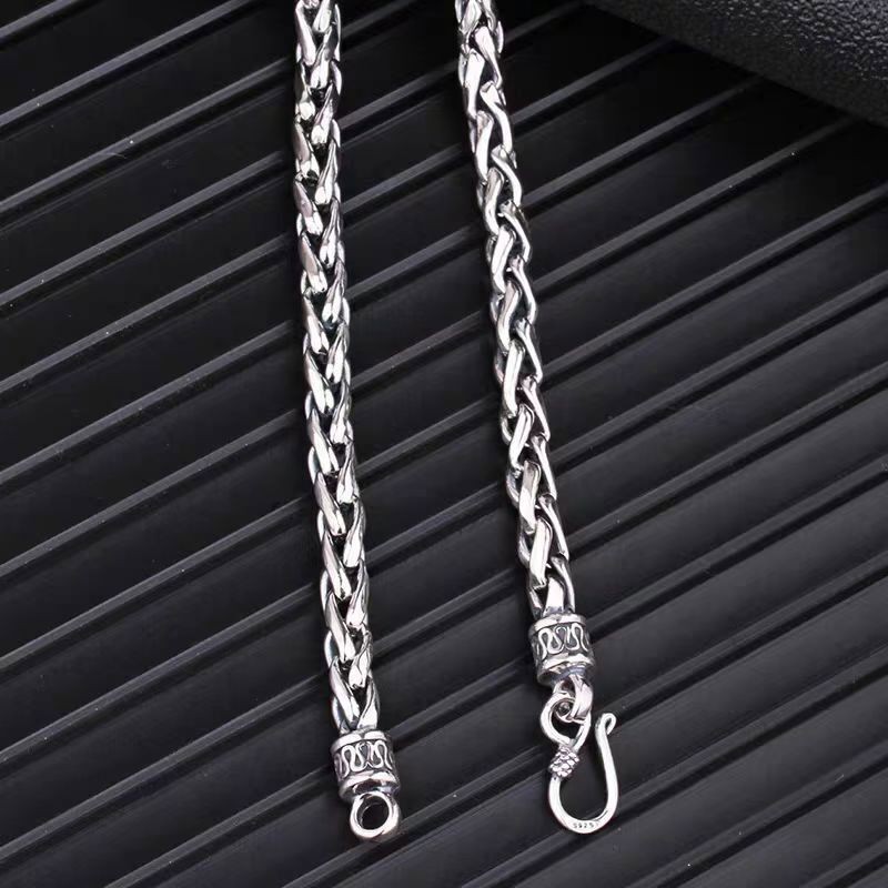 Solid S925 Sterling Silver Chain Men Women 6mm Wheat Link Necklace 20-30in L
