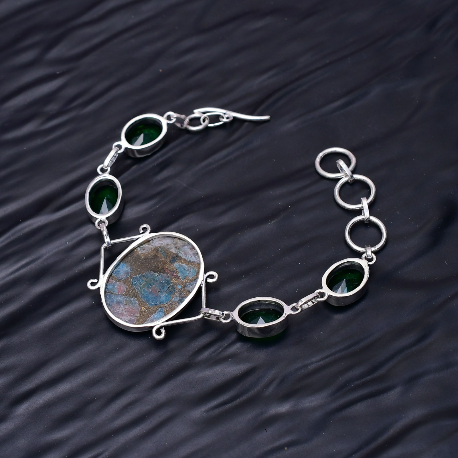Copper Neon Apatite Gemstone 925 Sterling Silver Bracelet Jewellery 7-8″