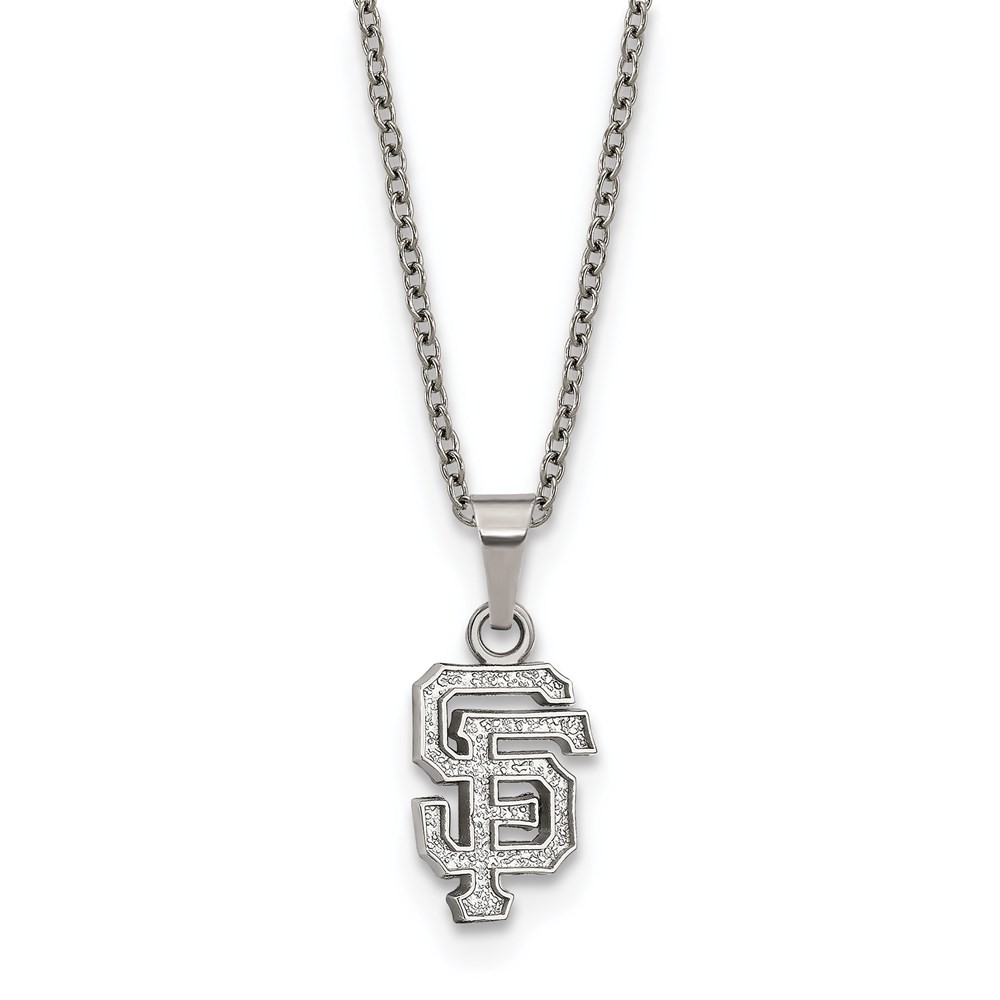 Stainless Steel MLB San Francisco Giants Small S-F Necklace, 18-20 In