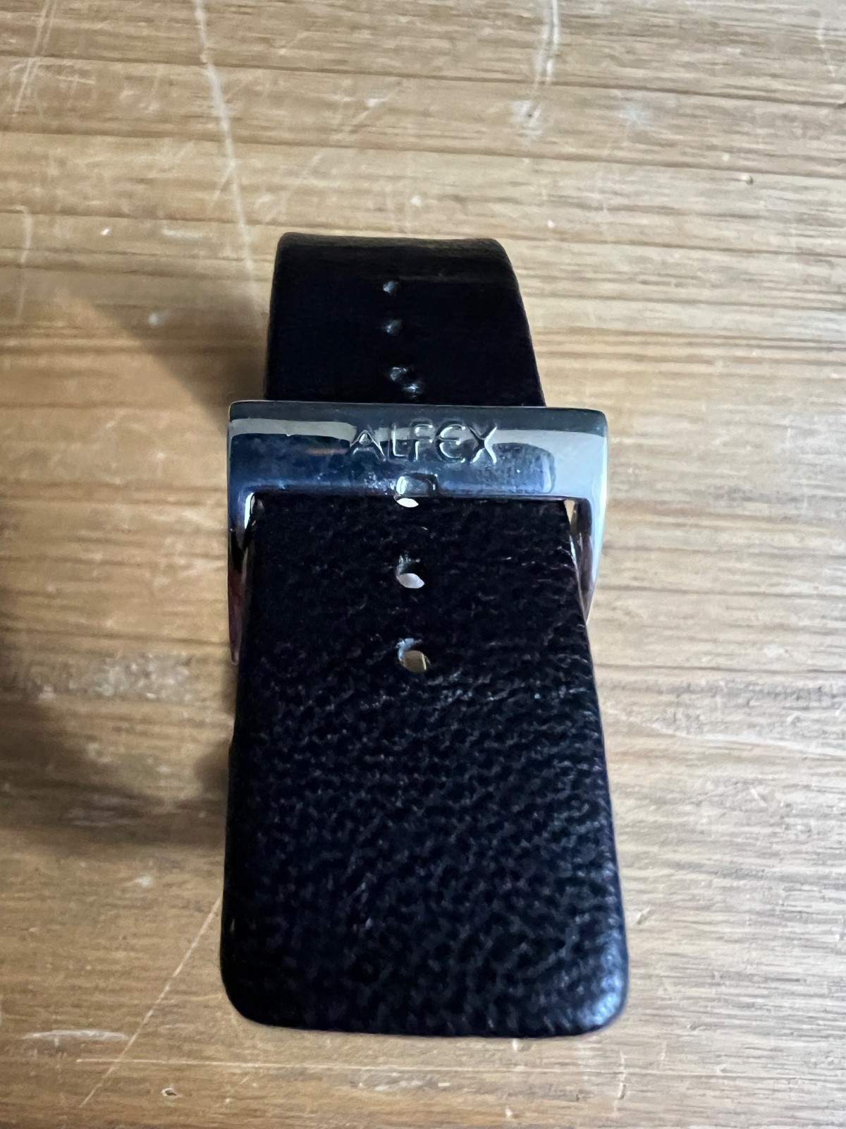 NEW WOMEN’S ALFEX 5512 SWISS SQUARE WATCH BLACK LEATHER BAND NEEDS BATTERY $250