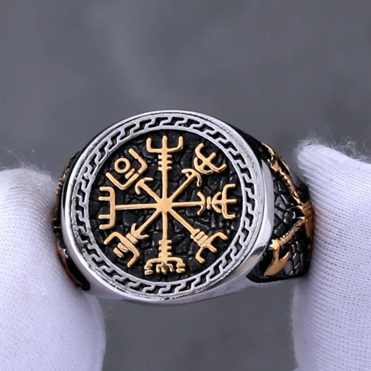Viking Rune Ring for Men Nordic Trendy Male Finger Accessories Jewelry Gift