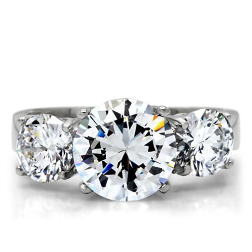 Women’s 3 Round Stone cz Stainless Steel Anniversary Engagement Band PPF Ring