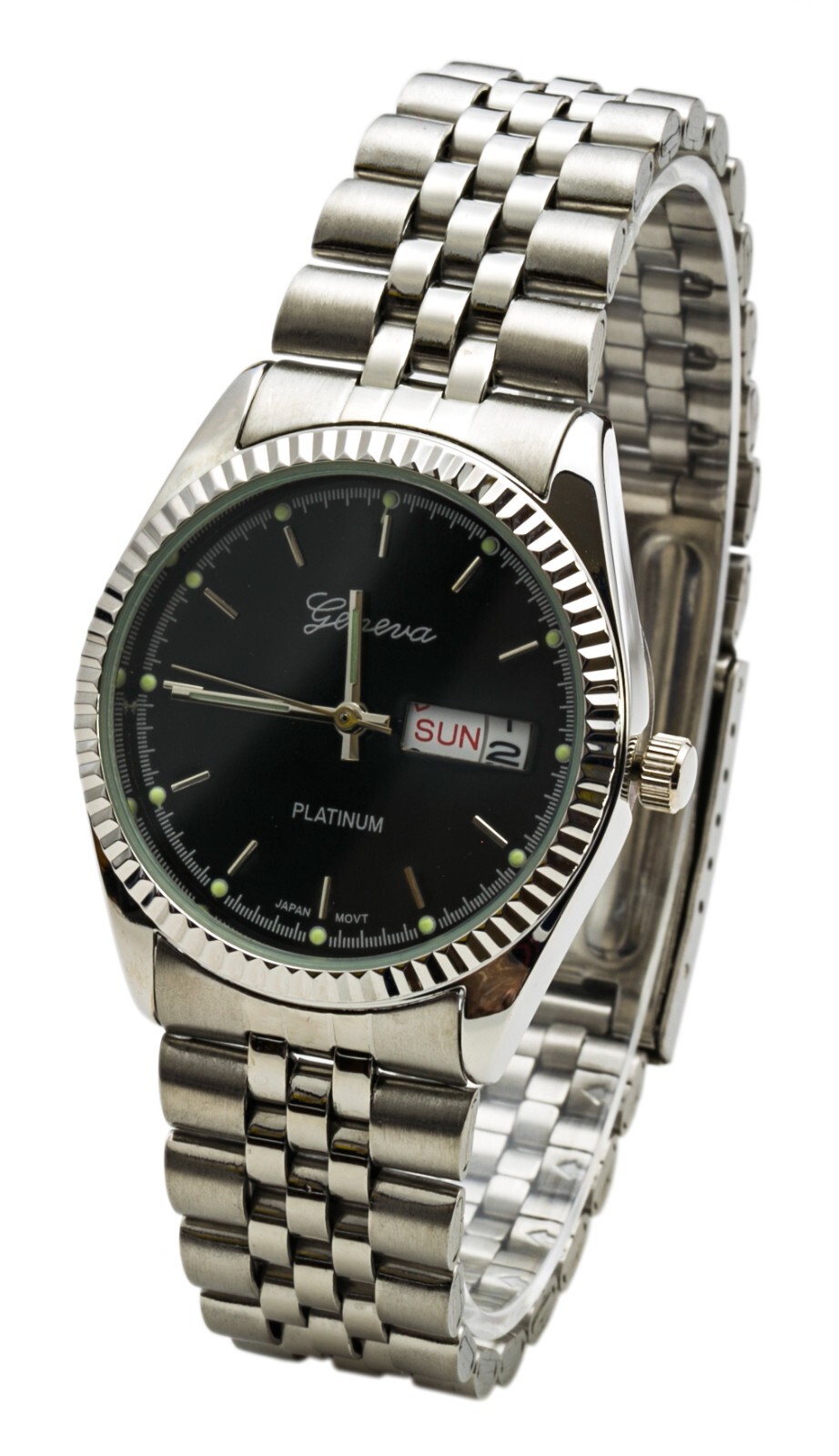 Blekon Collections Japanese Qrtz 34mm Case Fold Over Safety Clasp Bracelet Watch