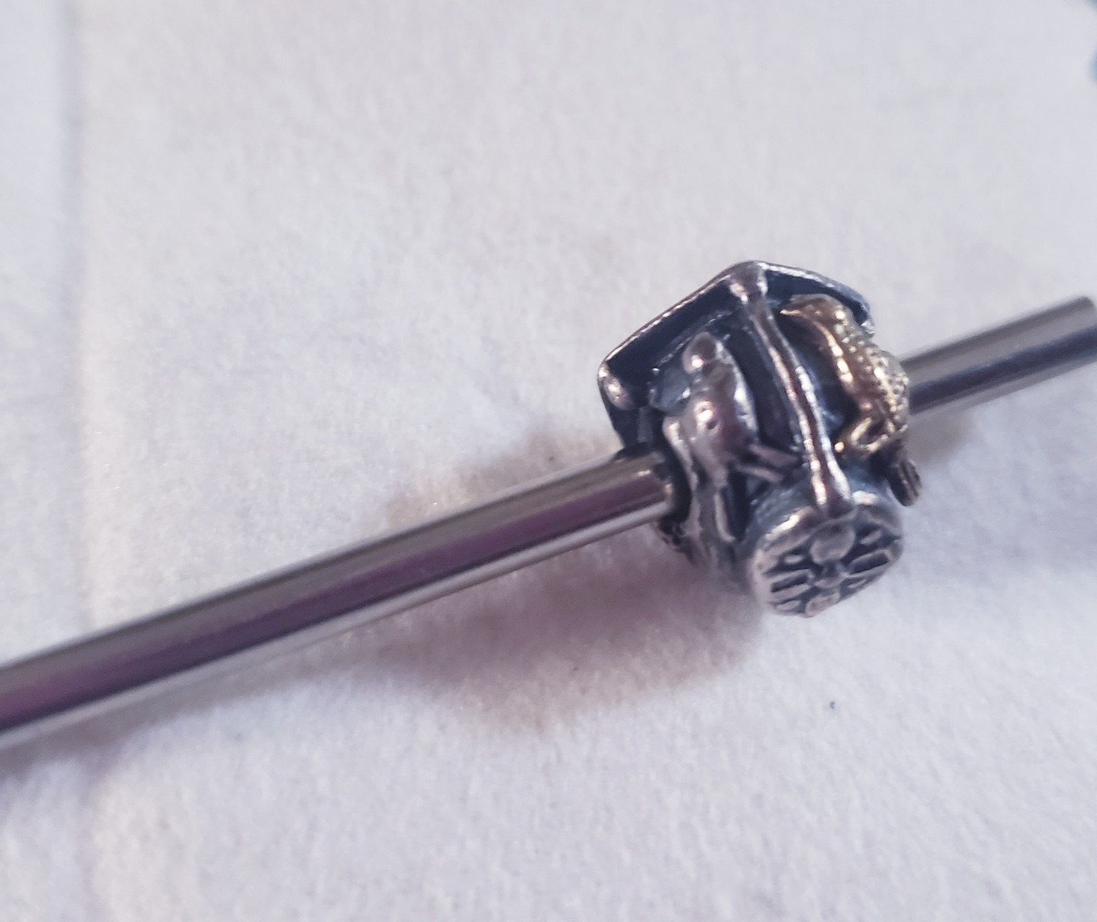 Gently Pre-owned Retired HTF Trollbeads Nightingale 18k Gold & SS.925 Bead 41815