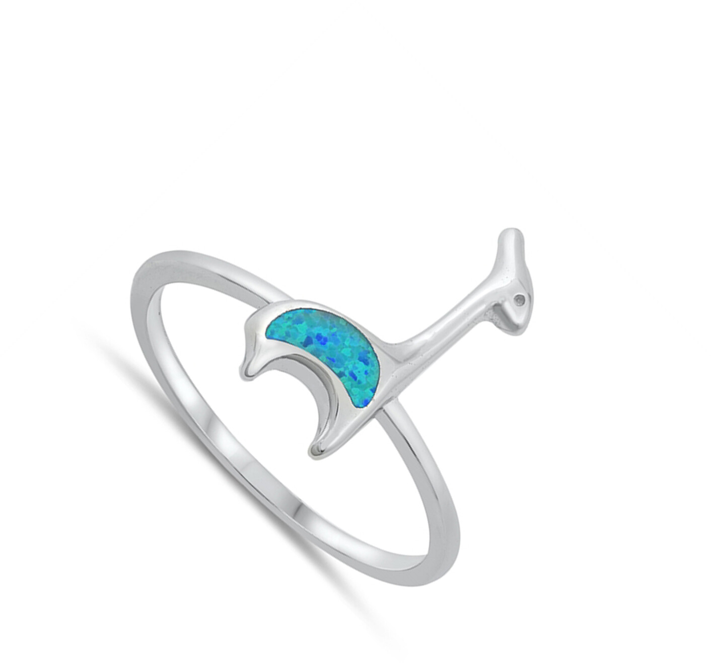 Giraffe Ring Blue Lab Opal Polished New .925 Sterling Silver Band Sizes 5-10