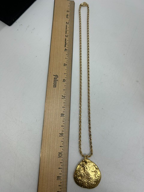 Erwin Pearl Signed Gold Tone Rope Chain Gold Nugget Necklace 20″ Vintage