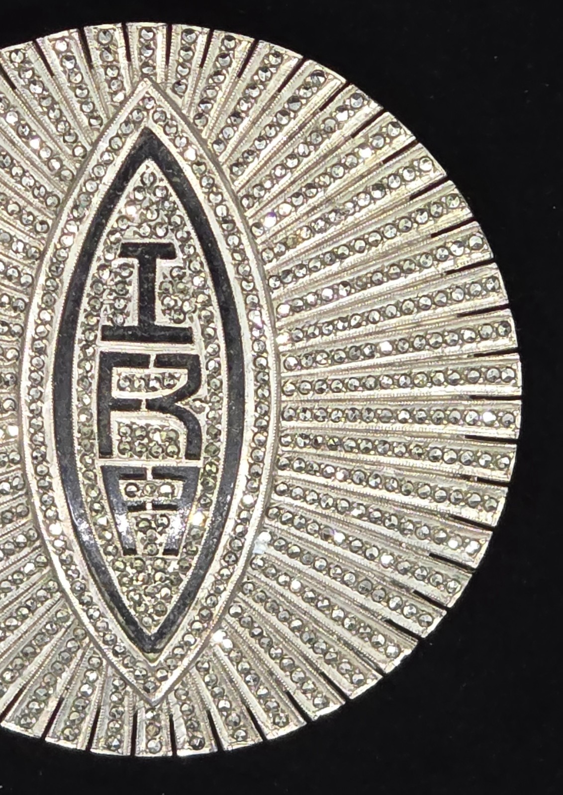 Vtg Art Deco Kilmer Daniels Sterling Silver Monogram IRA Marcasite Brooch Pin