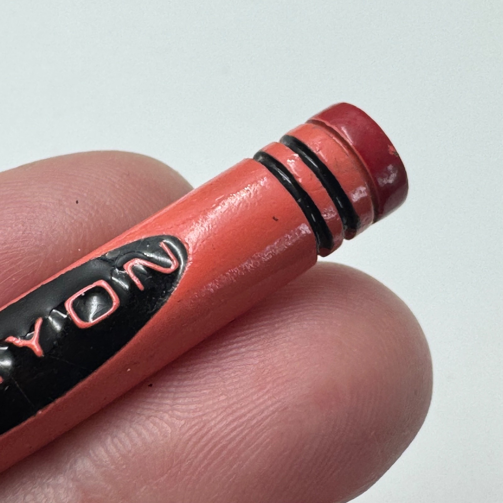 Vintage Crayon Red Orange School Art Logo Brooch Lapel Pin Metal Souvenir